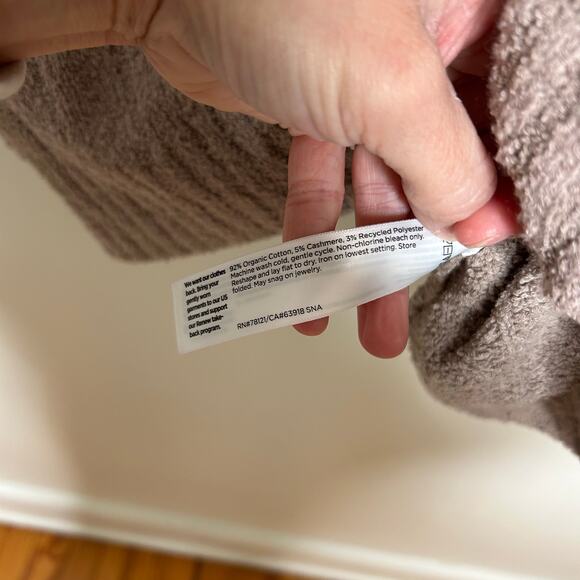 NWOT Eileen Fisher Mock Neck Ribbed Sweater Dove Tan - Picture 5 of 5